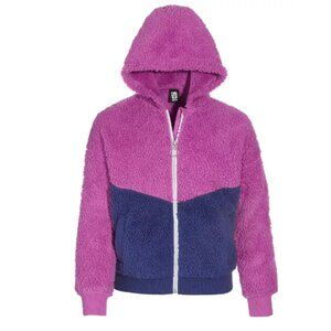 ID Ideology Big Girls Color blocked Faux-Sherpa Zip Jacket Size 4T NWT